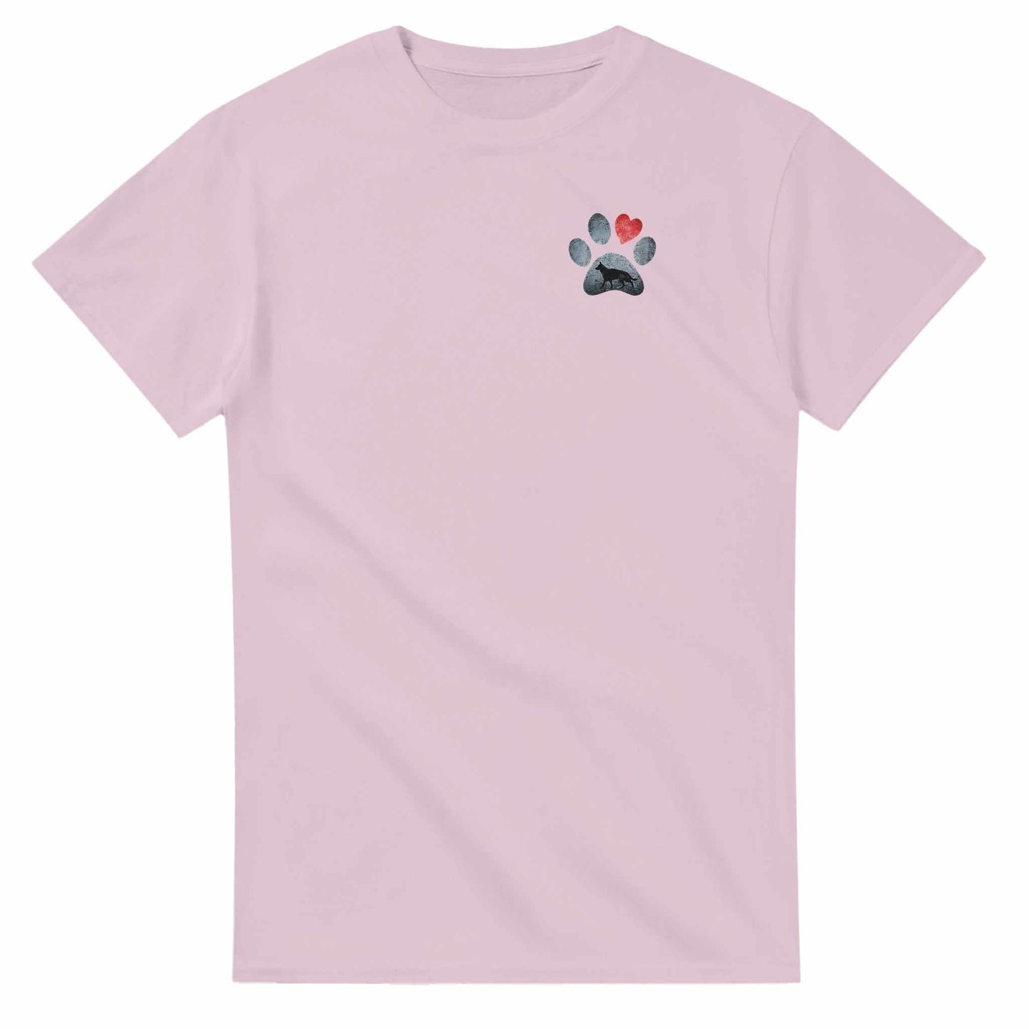 vintage pink hund liebhaber t-shirt mit pfoten- und herzmotiv, klassische passform aus hochwertiger baumwolle