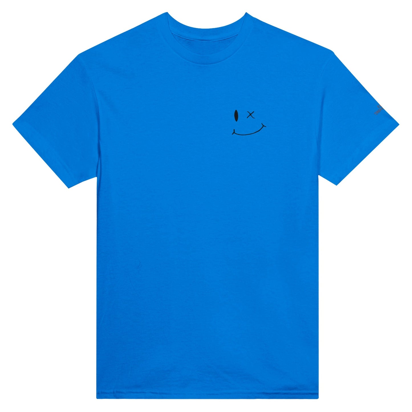 blaues stickerei smile unisex t-shirt aus 100% baumwolle mit klassischer passform und lässigem stil