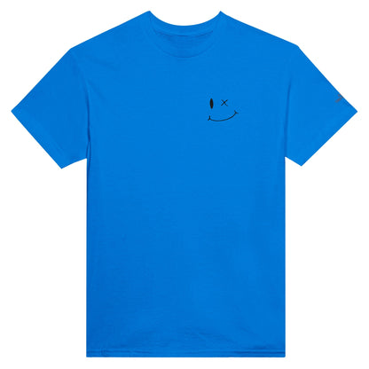 blaues Stickerei Smile Unisex T-Shirt aus 100% Baumwolle mit klassischer Passform und lässigem Stil