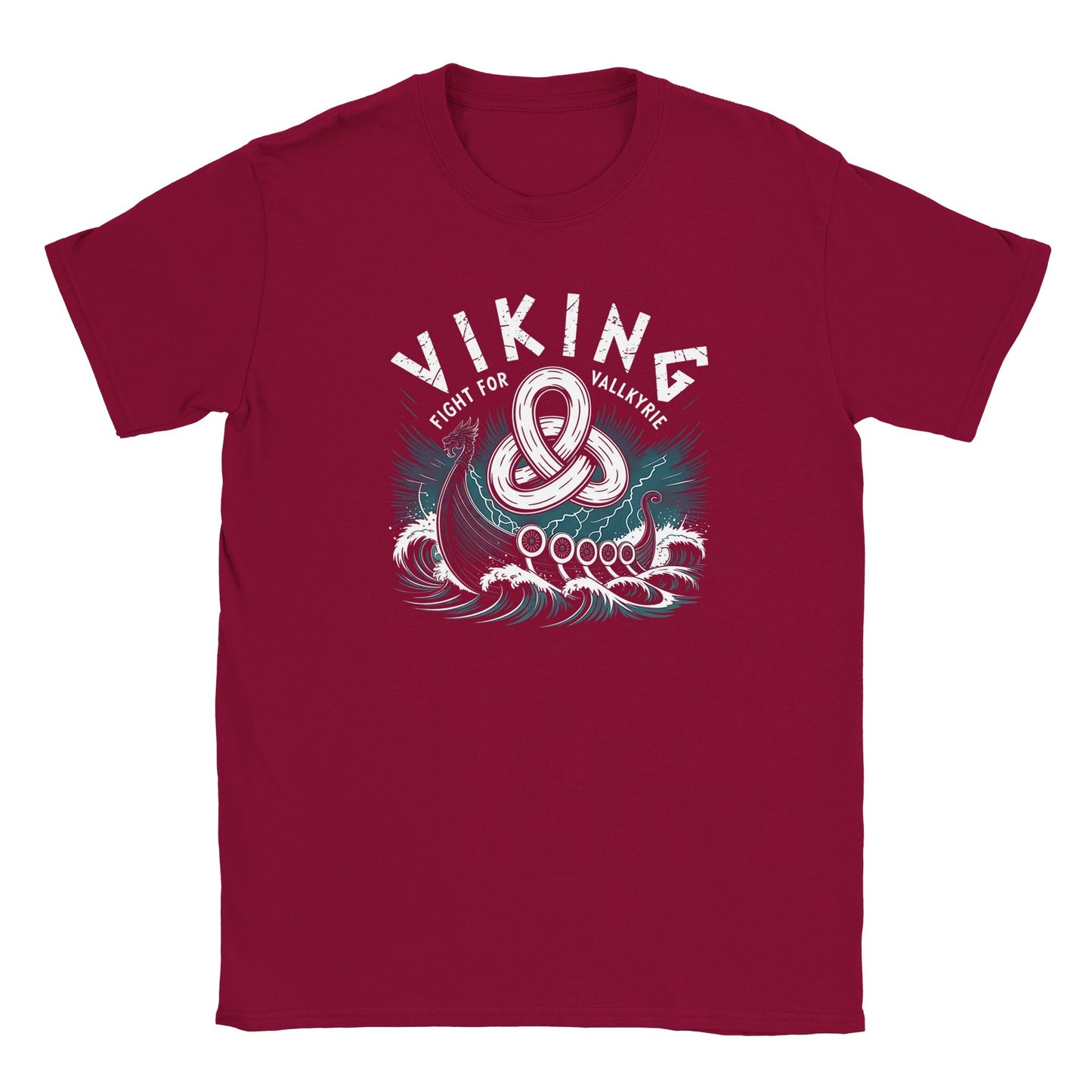 wikinger t-shirt in rot mit exklusivem wikinger-design und weicher baumwollstruktur für hohen tragekomfort.