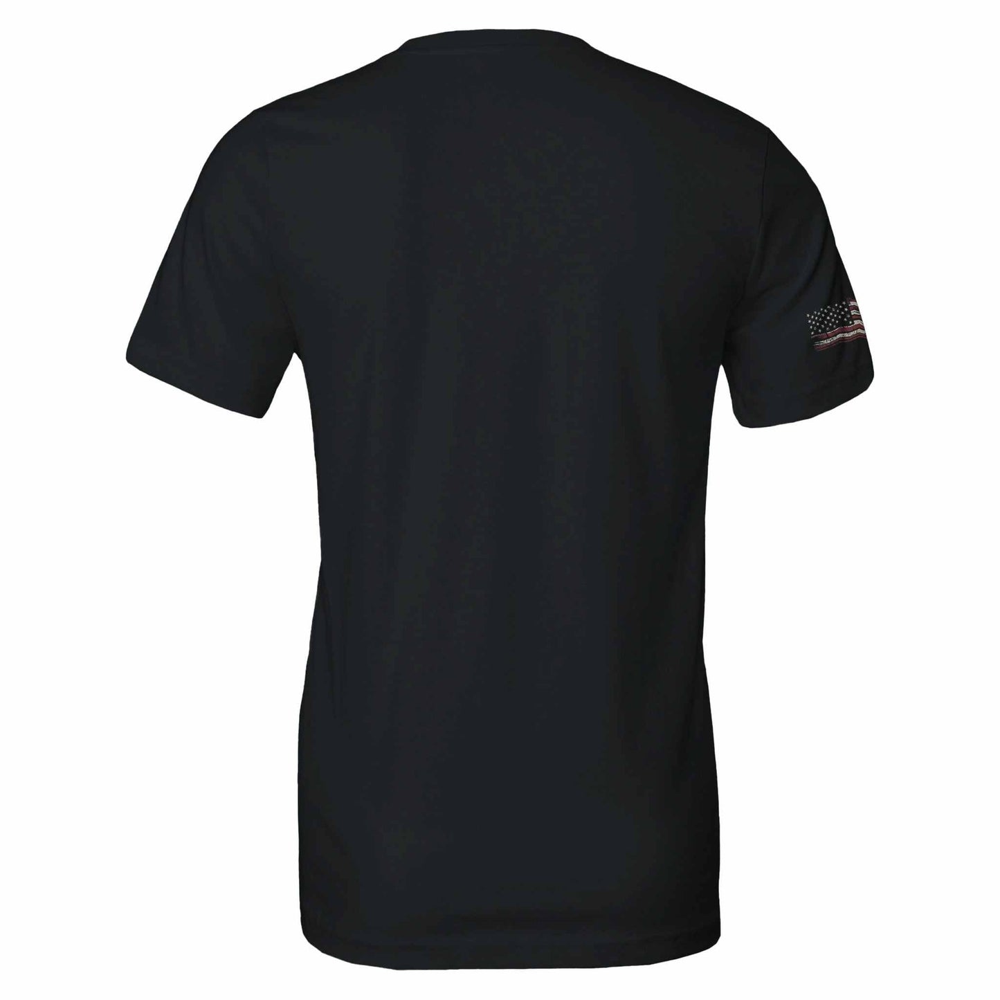 black grunt style american feeling unisex t-shirt with side-seamed fit and small american flag detail on sleeve