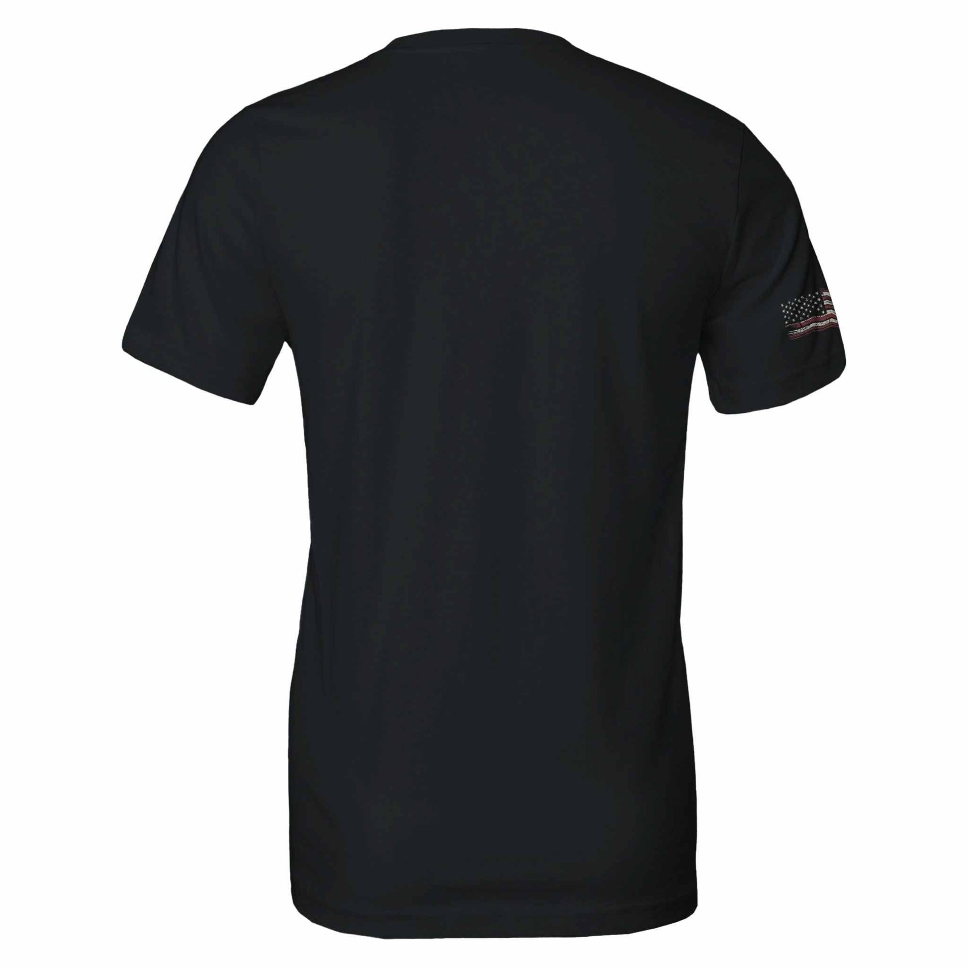 Black Grunt Style American Feeling Unisex T-Shirt with side-seamed fit and small American flag detail on sleeve