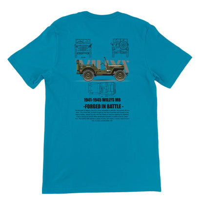 Willys Jeep T-Shirt in Blau mit vintage Grafik und Willys MB Jeep-Motiven für Offroad-Fans