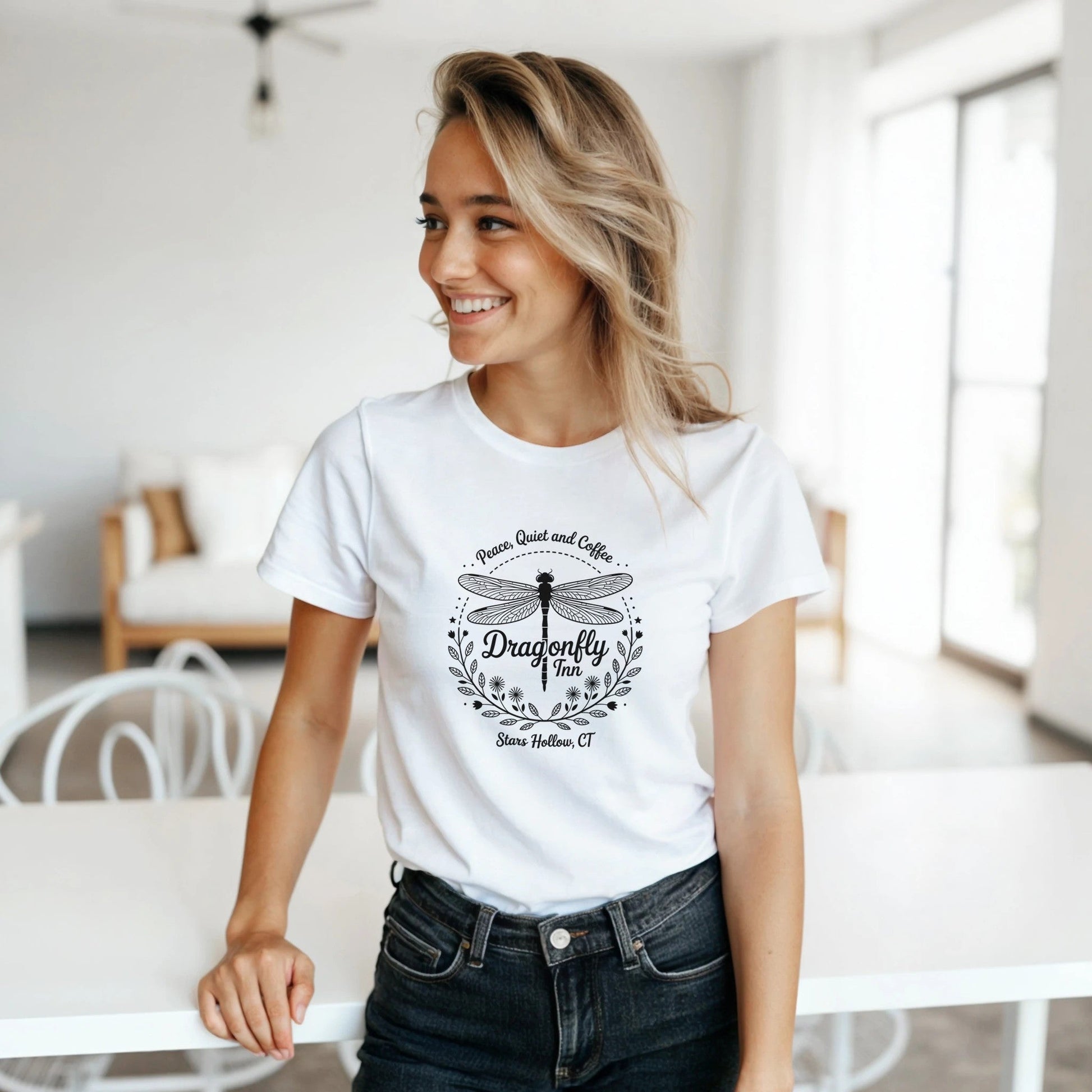 Damen Gilmore Girls T-Shirt Dragonfly Inn Design aus 100% Baumwolle, komfortabel und stylisch