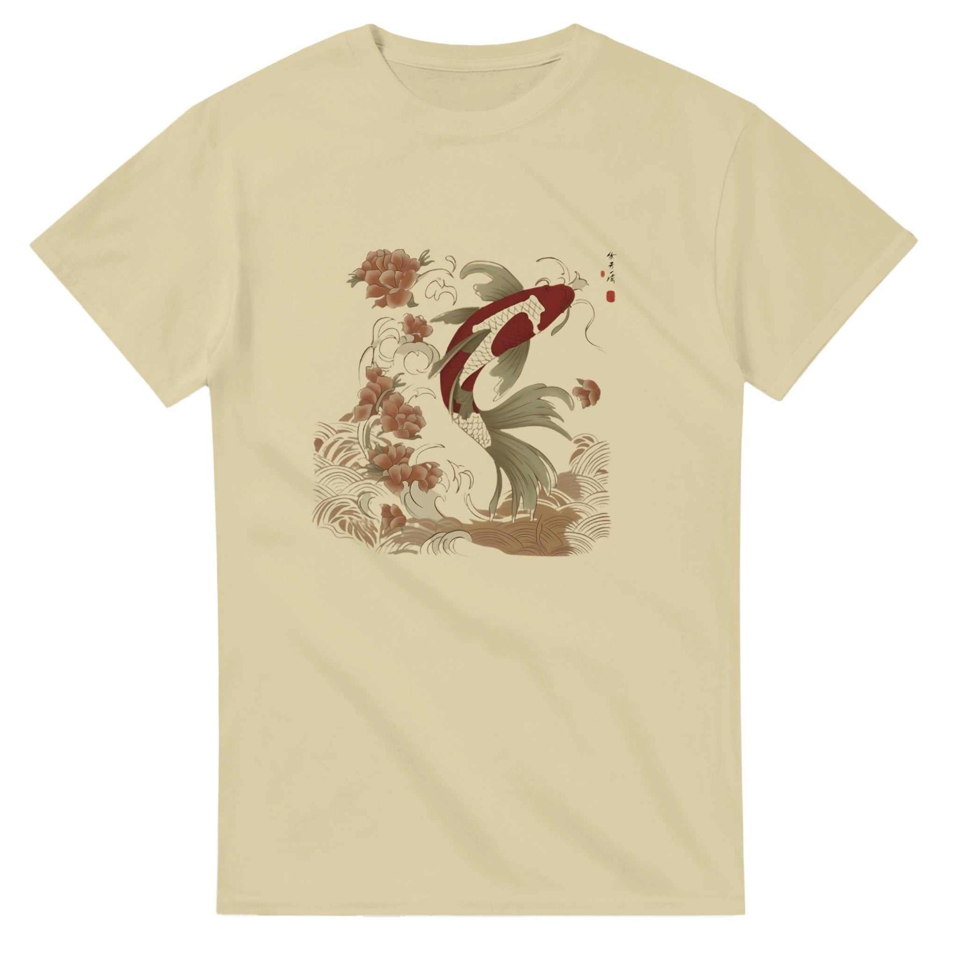 Koi Asian Style unisex heavyweight cotton crewneck t-shirt with koi fish graphic