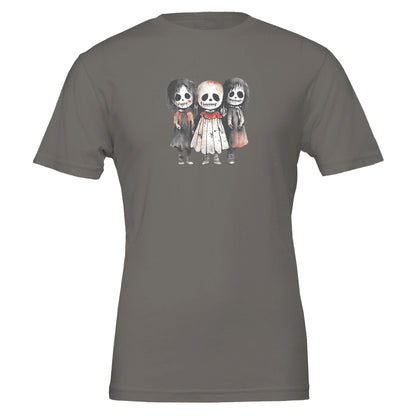 Horror child t-shirt with spooky skeleton kids graphic, soft eco-friendly cotton, unisex fit for kids