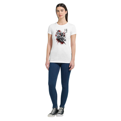 Blütenzauber Premium T-Shirt mit floralem Design aus atmungsaktiver Baumwolle für Damen