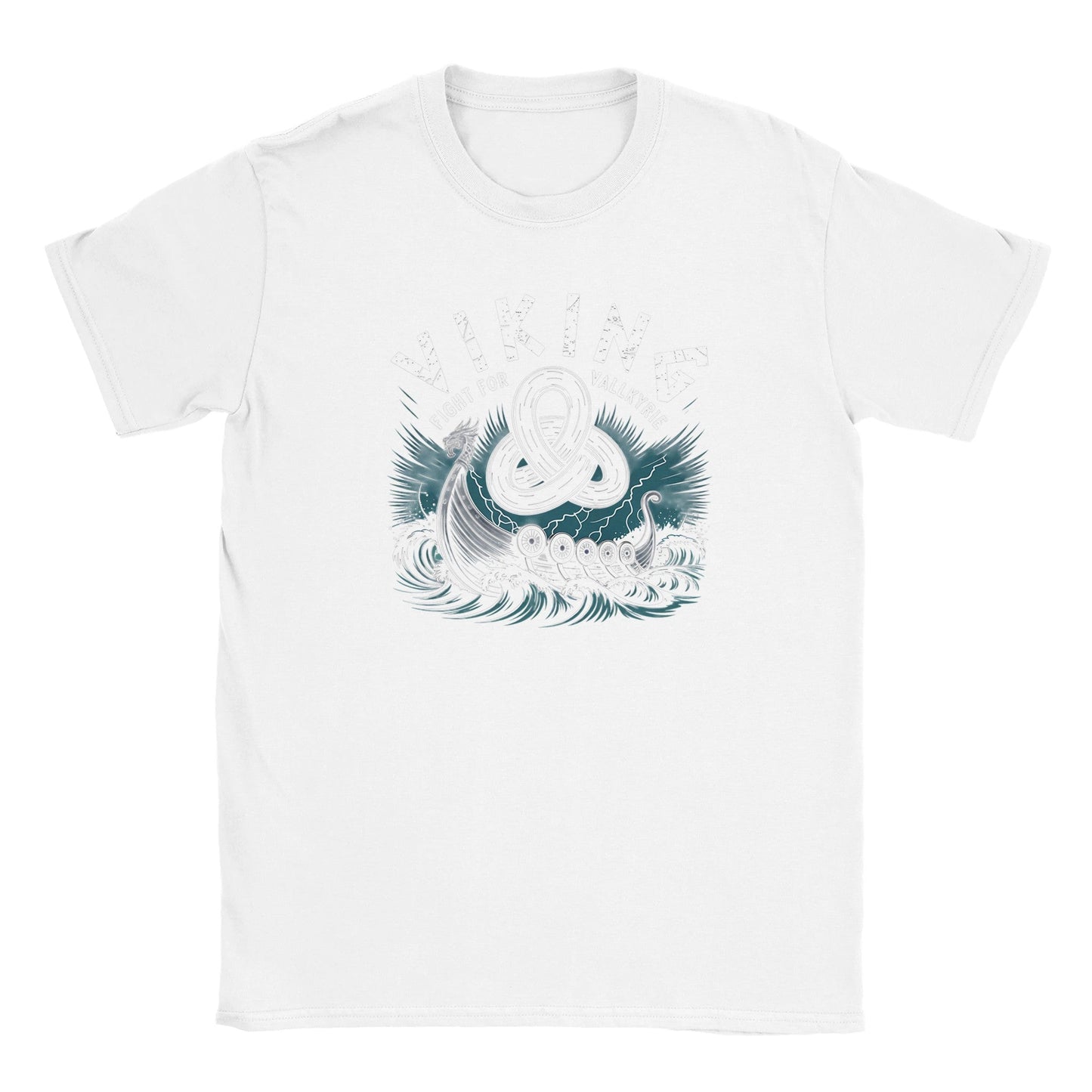 wikinger t-shirt in weiß mit exklusivem wikinger-schiff-design und weicher haptik
