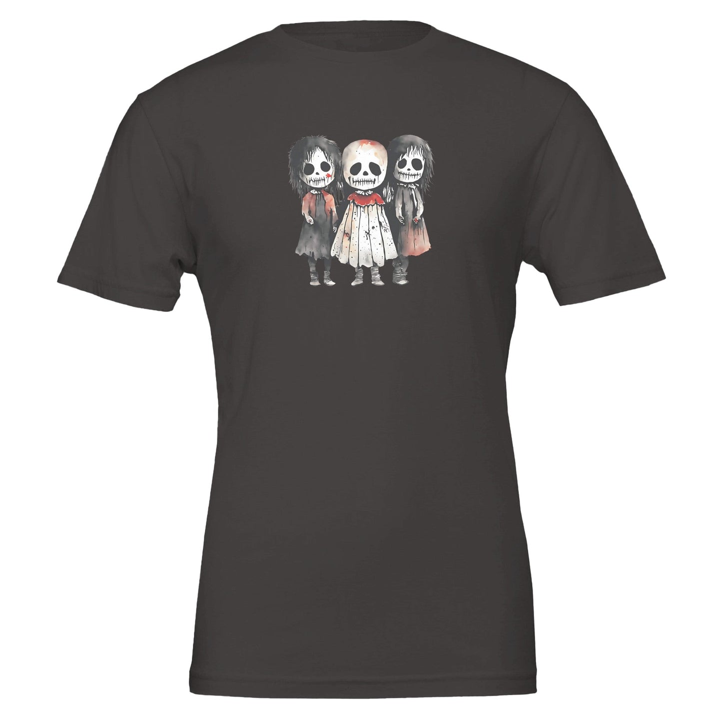 black eco-friendly horror child t-shirt with playful spooky skeleton children graphic and german text "nicht zum fürchten"