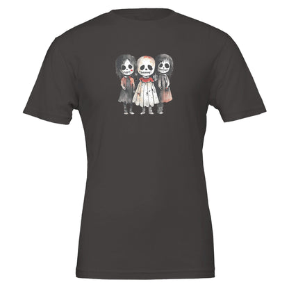 Black eco-friendly horror child t-shirt with playful spooky skeleton children graphic and German text "Nicht zum Fürchten"