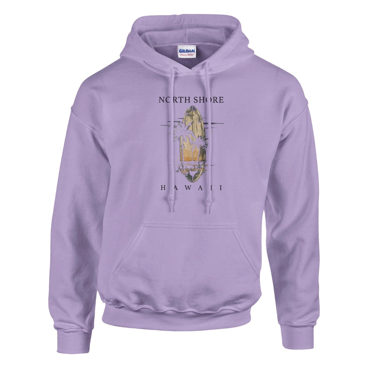 lila pullover hoodie sommer feeling hawaii mit kängurutasche und doppelt gefütterter kapuze aus baumwoll-polyester-mix für komfortablen sommerstyle.