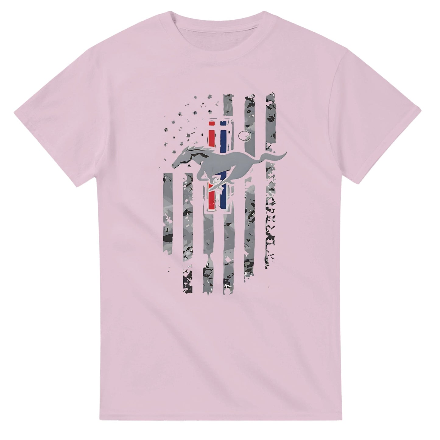 unisex horse american t-shirt aus schwerem baumwollstoff mit amerikanischer flagge und pferdemotiv in entspanntem stil
