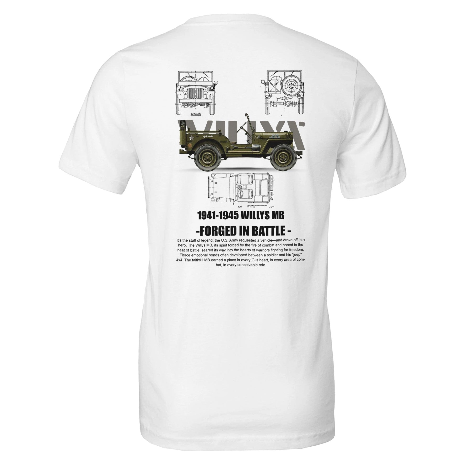 Weißes Willys Jeep T-Shirt mit vintage Offroad-Jeep-Grafik und historischem Design für Jeep-Fans und Abenteuerliebhaber