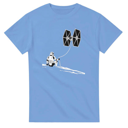 Blue Star Wars Fan T-Shirt with stormtrooper and TIE fighter design, heavy cotton, classic fit, gamer style