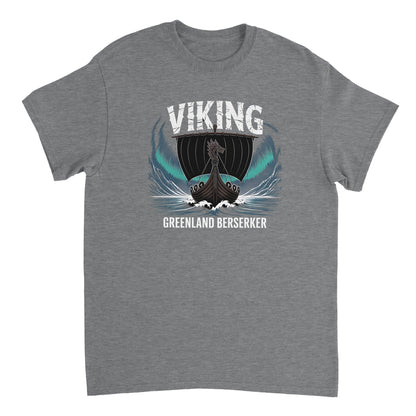 Wikinger T-Shirt für Männer aus 100% Baumwolle mit klassischem Schnitt und Wikinger-Druckmotiv auf grauem Stoff
