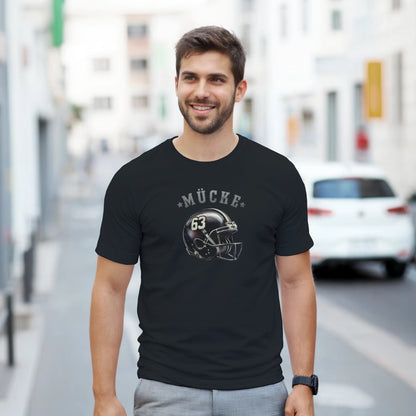 Bud Spencer T-Shirt Mücke aus langlebiger Baumwolle für starke Männer, schwarz mit Helm-Print.
