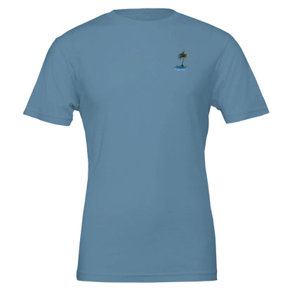 Sommer T-Shirt aus weicher Baumwolle mit kleinem Palmen-Print, unisex, ideal für Strand und Beach Party