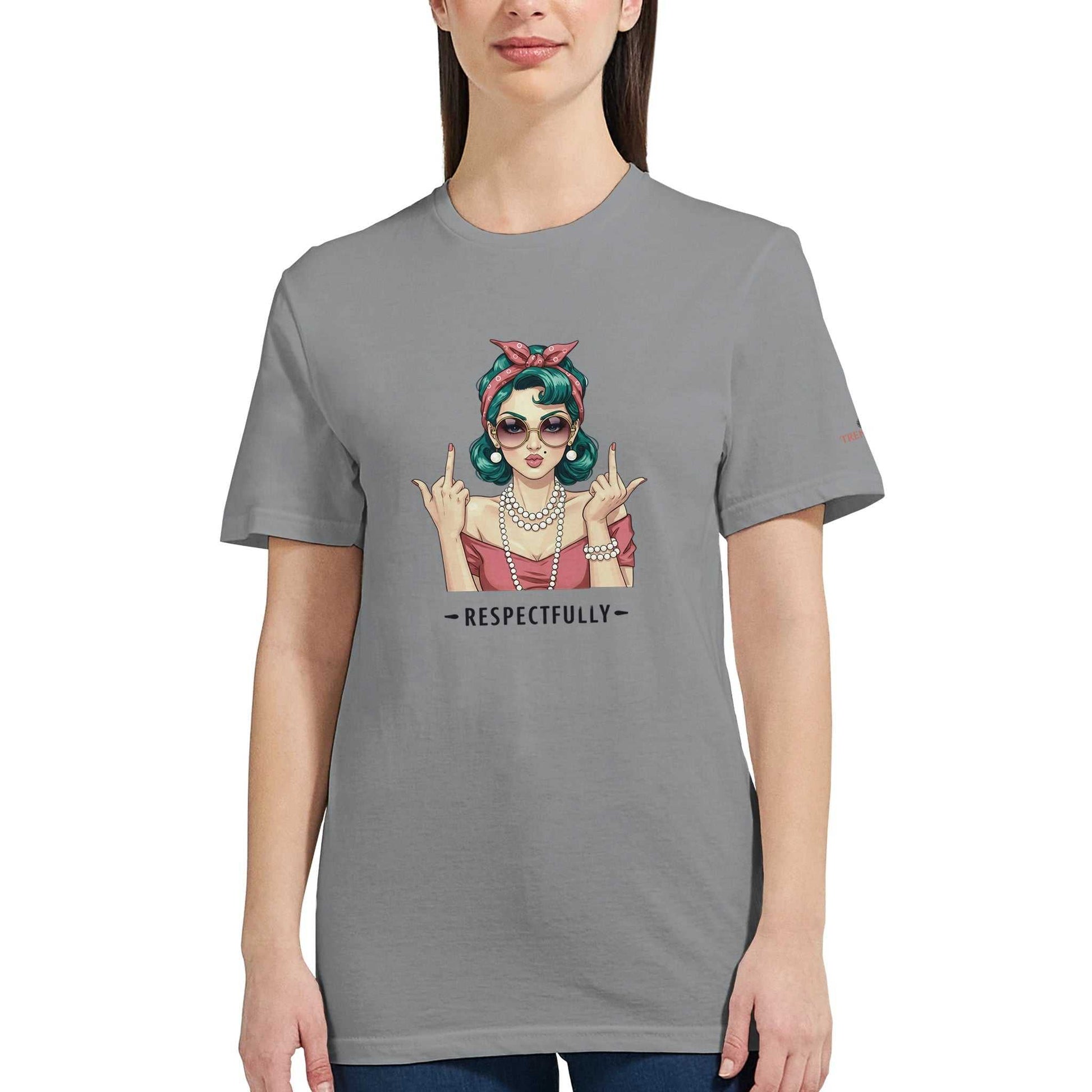 Klassisches T-Shirt Respectfully mit Vintage-Grafik und Komfort aus 100% ringgesponnener Baumwolle in Grau