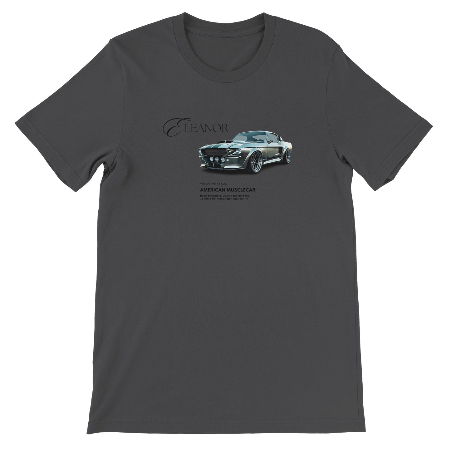 eleanor lieblings t-shirt unisex aus 100% baumwolle mit american musclecar print in grau