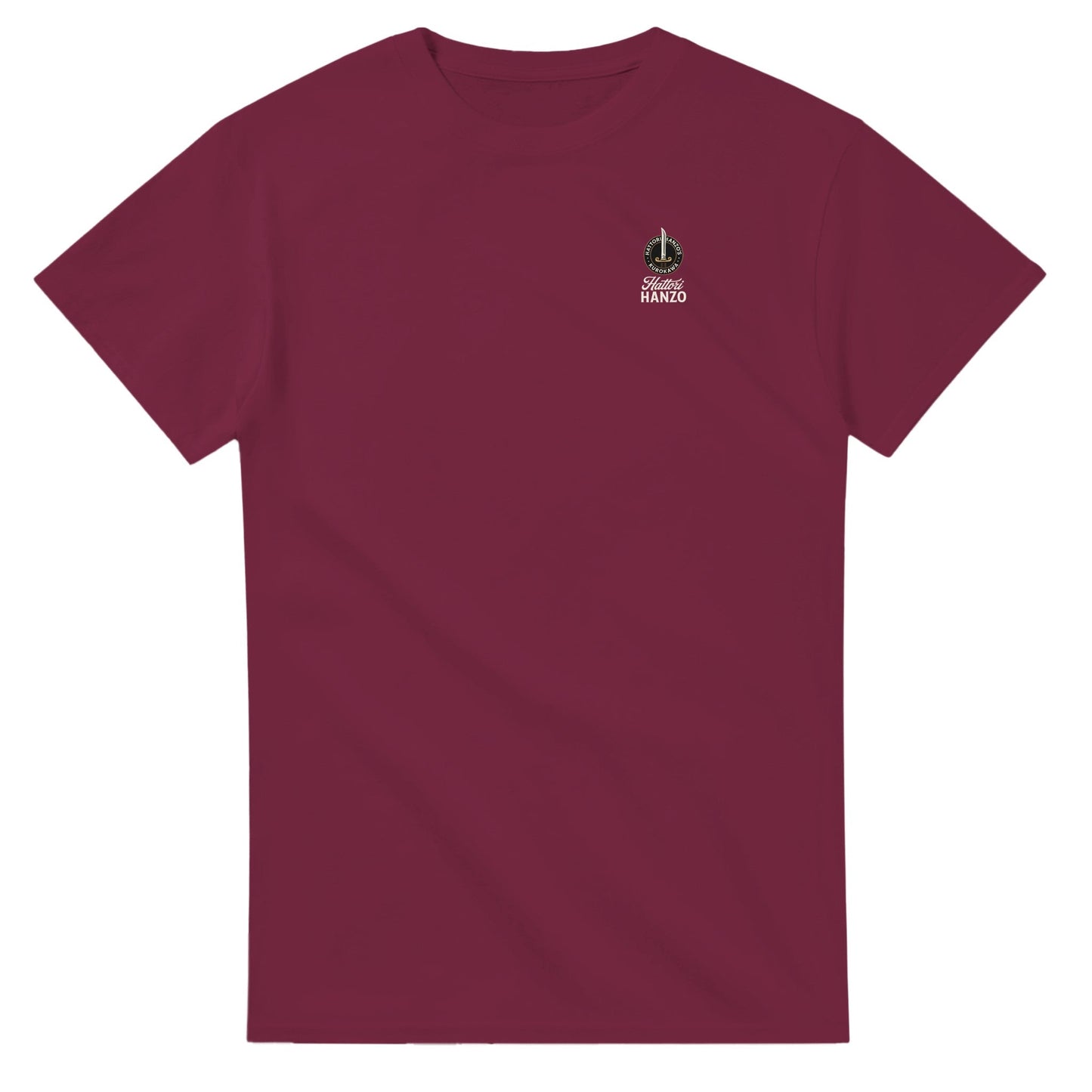 hattori hanzo t-shirt in bordeauxrot aus 100% baumwolle mit kleinem logo-print auf der brust