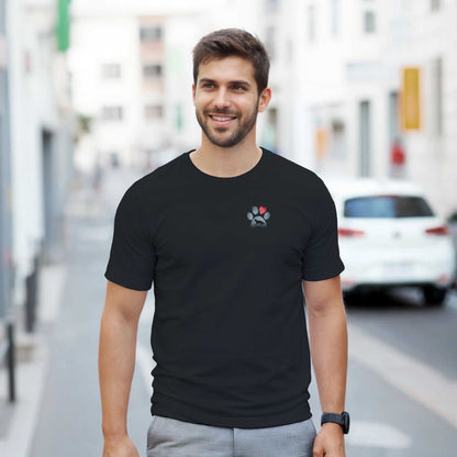 Hund Liebhaber T-Shirt aus hochwertiger Baumwolle mit klassischer Passform und Hundepfoten-Design, ideal für Alltag und Hundeliebhaber.