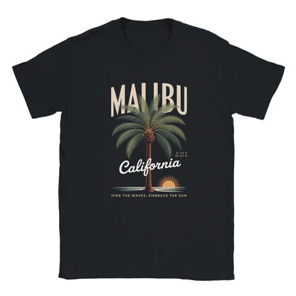 Schwarzes California Sunshine Sommer T-Shirt mit Palmen- und Sonnen-Design, weiches, nahtloses Material, perfekte Passform für sommerlichen Look