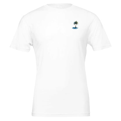 weißes Sommer T-Shirt aus weicher Baumwolle mit kleinem Palmen-Print für Strand und Beach Party