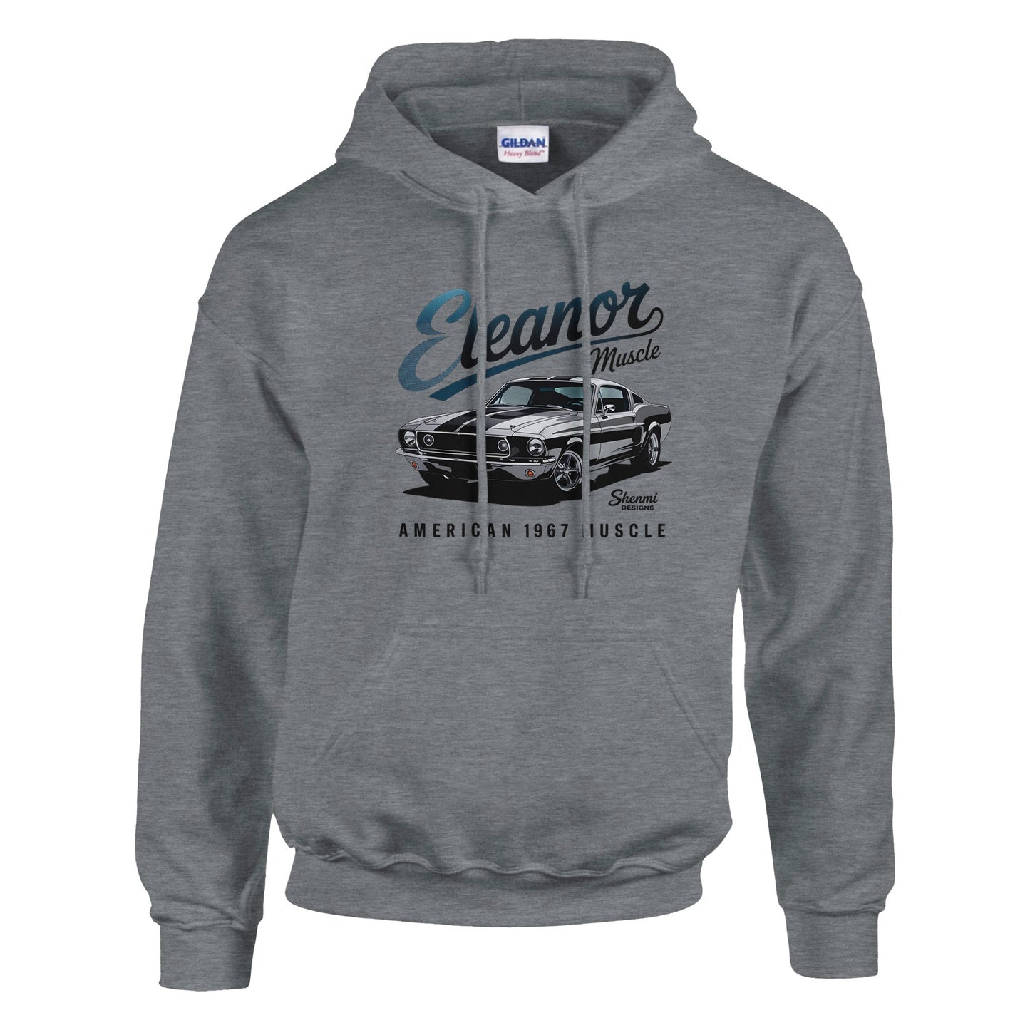 grey eleanor hoodie with vintage american 1967 muscle car graphic for men and women