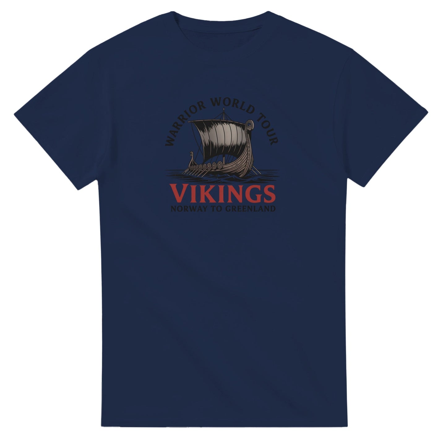 dunkelblaues wikinger t-shirt aus schwerer baumwolle mit klassischem print und robuster passform für echte männer