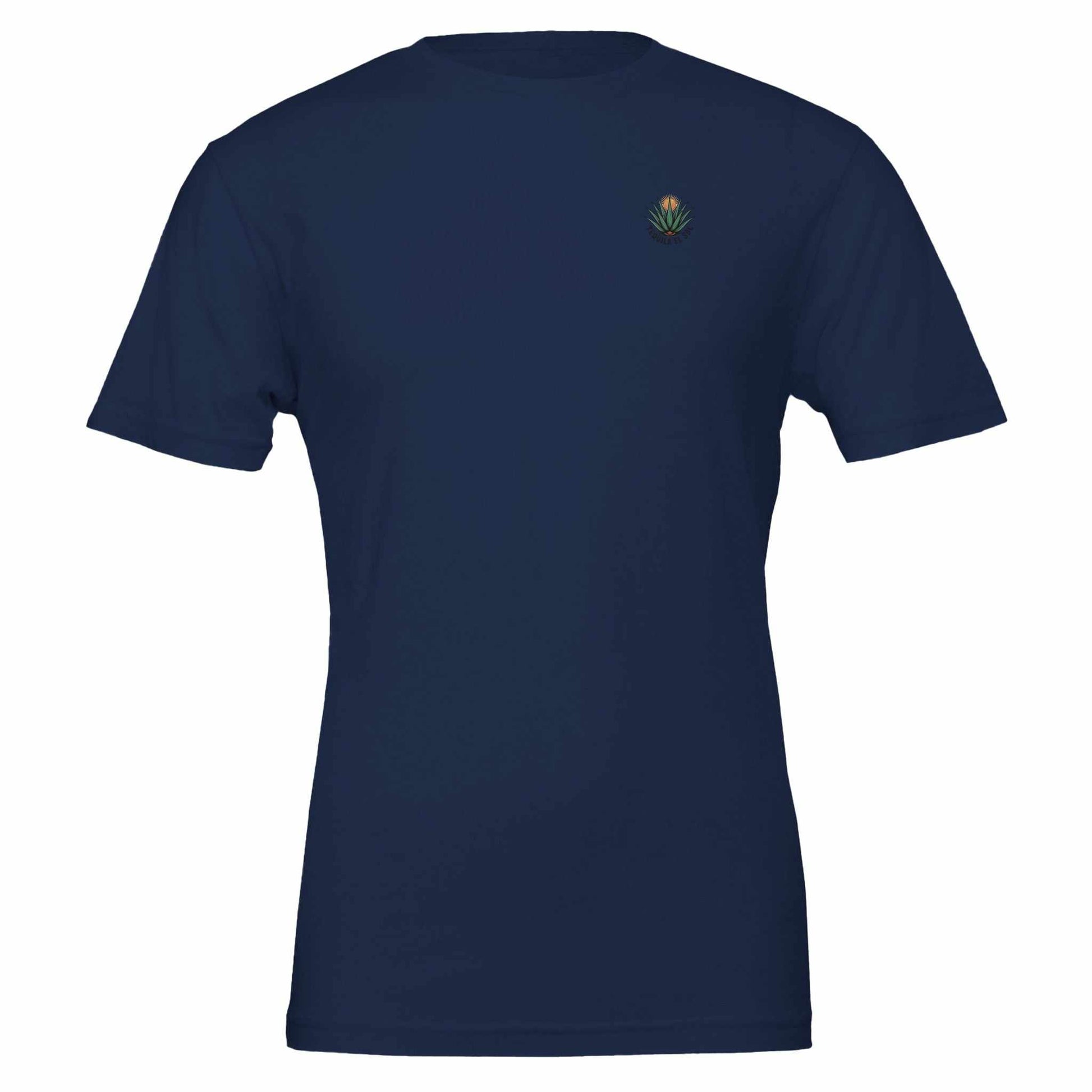 Navy blue Tequila Sommer T-Shirt with unisex fit and small embroidered agave logo, made from soft eco-friendly cotton.