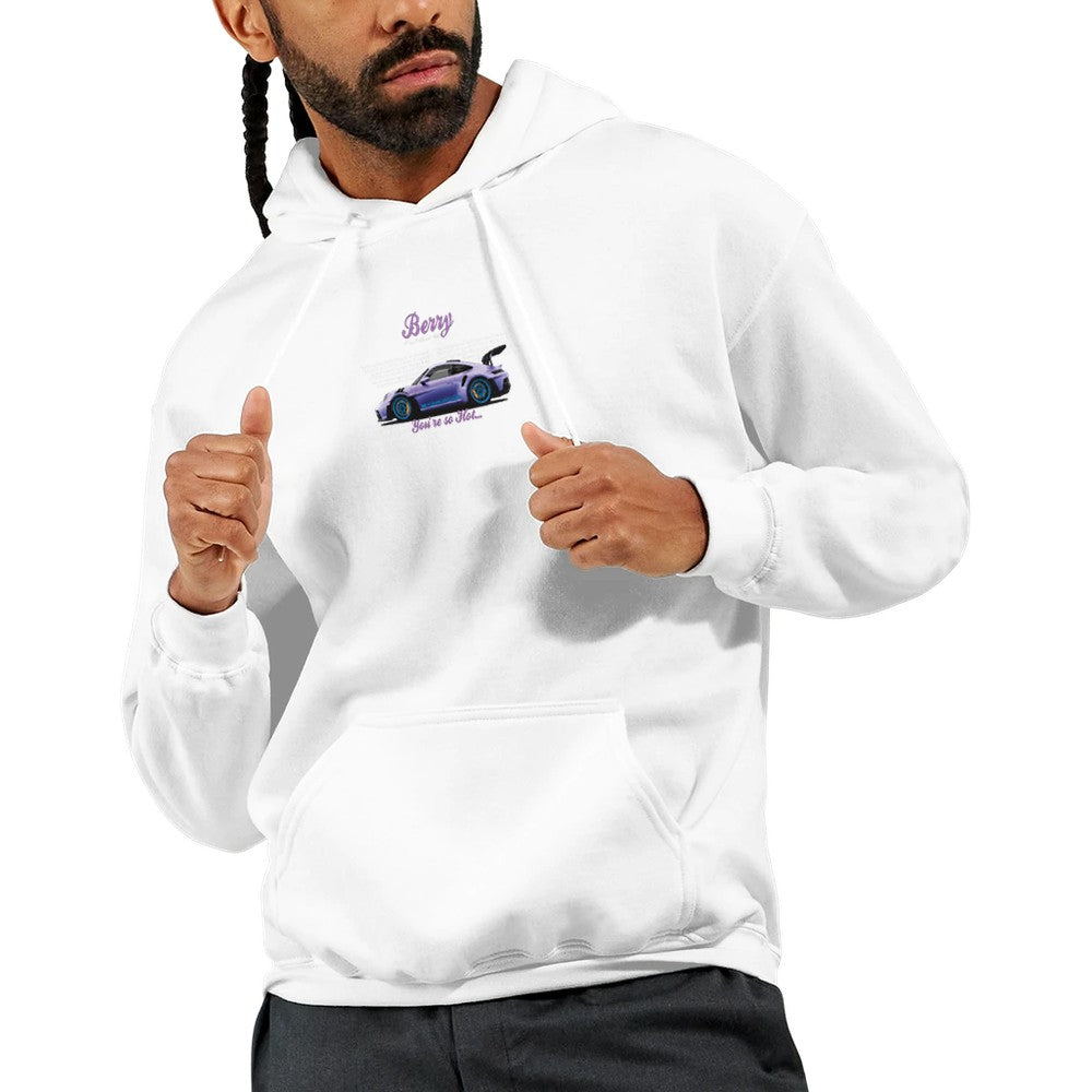 Weißer Berry Porsche Design Hoodie aus weichem Mischgewebe mit Kapuze und Beuteltasche