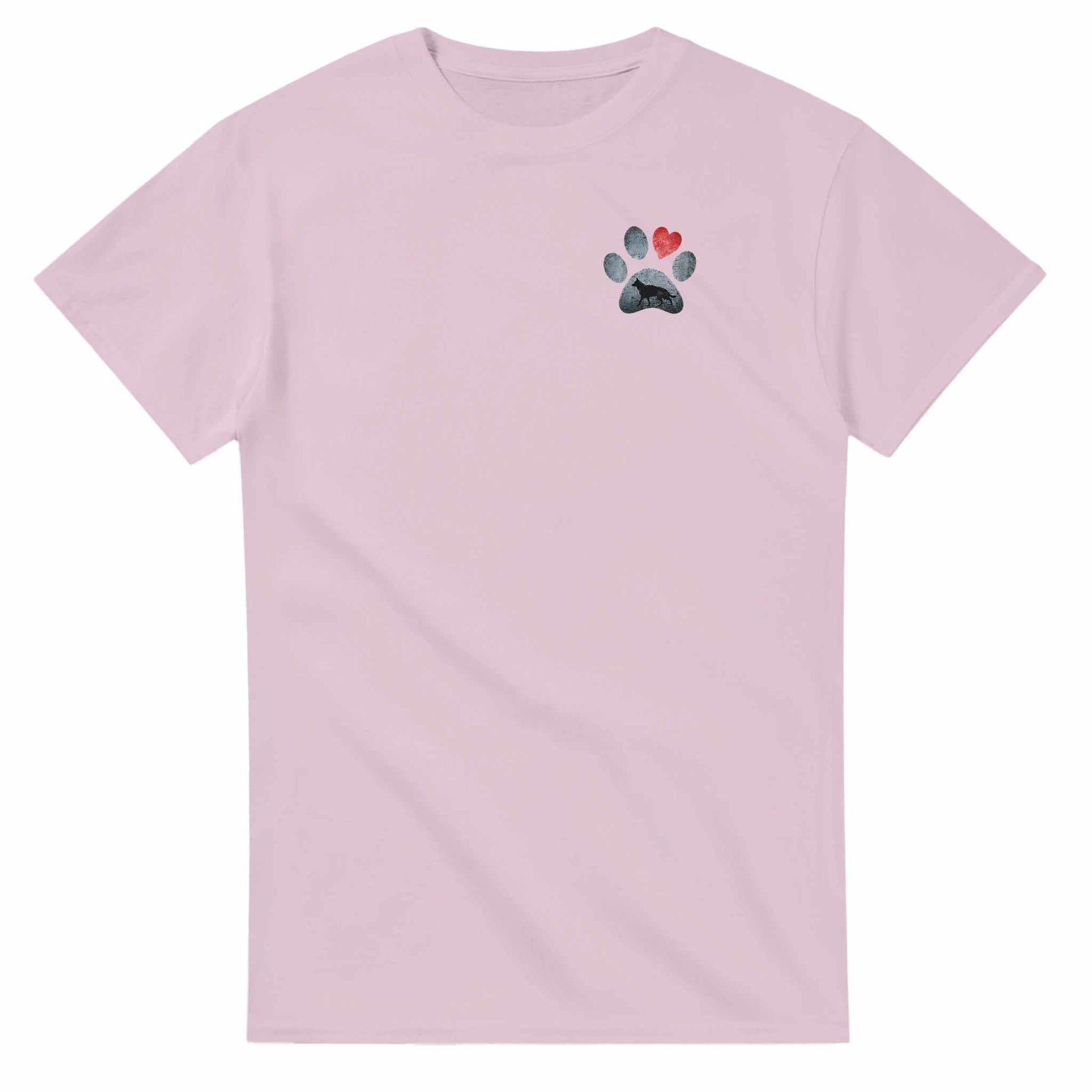 Vintage pink Hund Liebhaber T-Shirt mit Pfoten- und Herzmotiv, klassische Passform aus hochwertiger Baumwolle