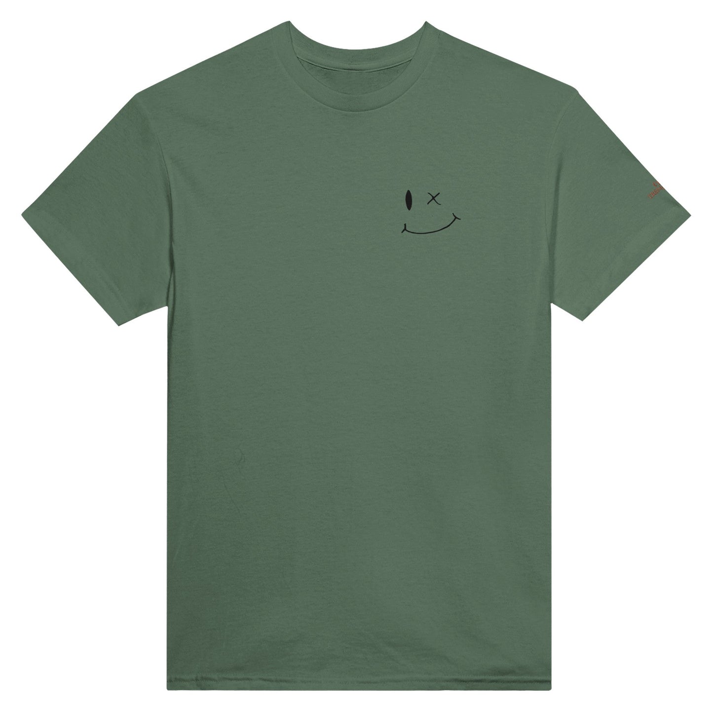 grünes stickerei smile unisex t-shirt aus 100% baumwolle mit klassischer passform und langlebiger verarbeitung