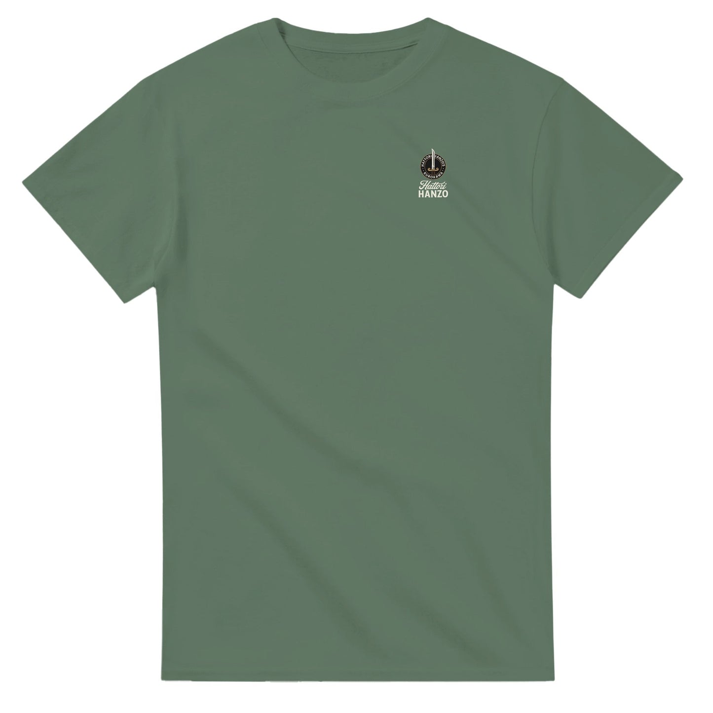 hattori hanzo t-shirt aus 100% baumwolle mit kleinem logo-print, hochwertig und bequem in grün