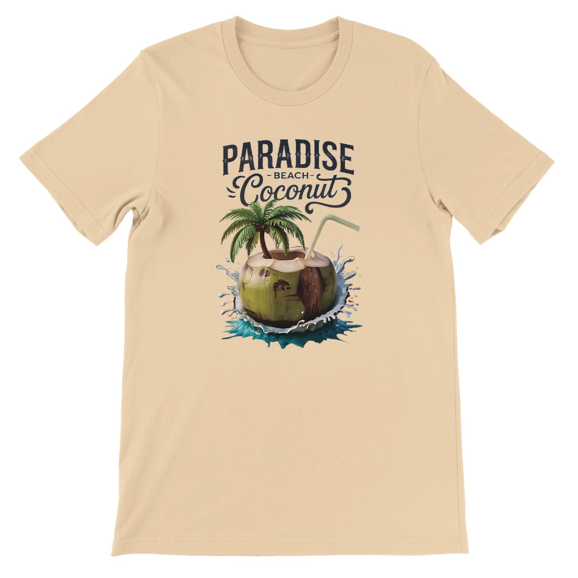 Sommer T-shirt beige mit Coconut Beach Print, atmungsaktiv und leicht, perfekt für Strand und Sommeraktivitäten