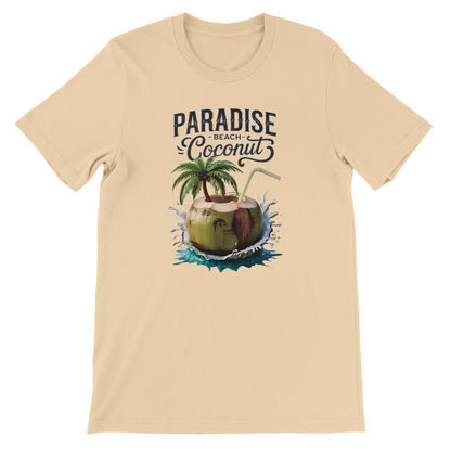 Sommer T-shirt mit Kokosnuss-Strand-Print, leicht und atmungsaktiv, aus 100% Baumwolle, unisex, bequem und nachhaltig