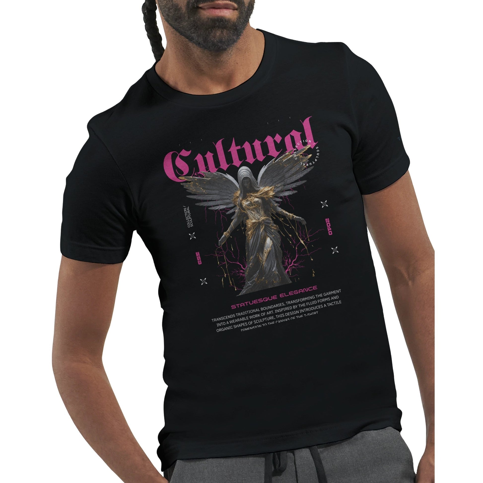 Premium Unisex T-Shirt mit cultural streetwear design, weiche, robuste Baumwolle, optimale Passform, ideal für DTG-Druck, schwarz