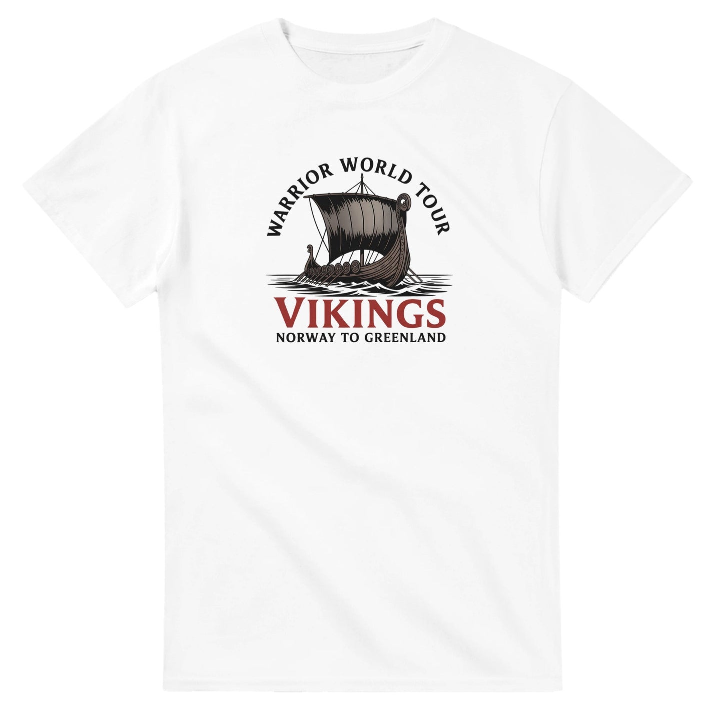 wikinger t-shirt aus schwerer baumwolle mit klassischem schnitt und wikinger-druck "warrior world tour vikings" in weiß