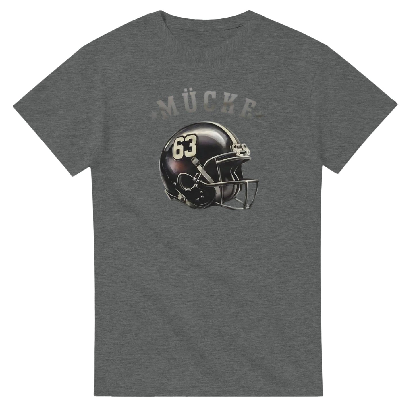 bud spencer t-shirt mücke aus langlebiger baumwolle für starke männer mit american football helm motiv und nummer 63 in grau
