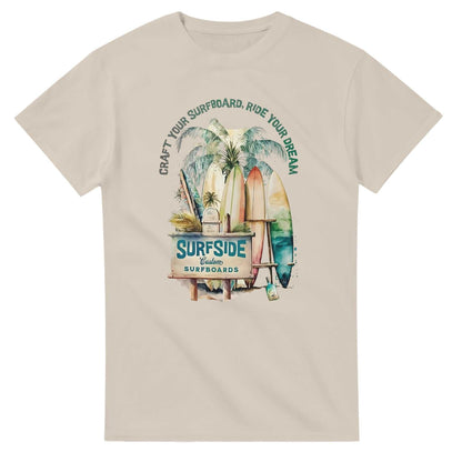 Sommer Surfside T-Shirt with surfboard graphic, heavyweight cotton, relaxed fit, classic summer style