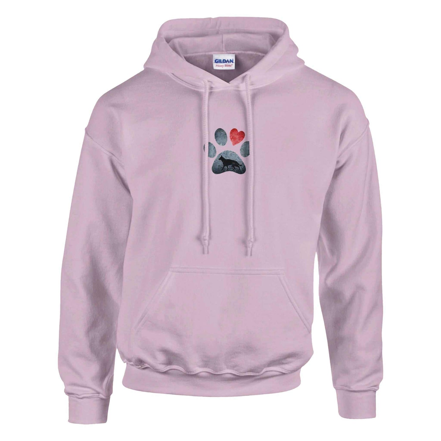 hunde liebhaber hoodie in rosa mit schäferhund pfoten- und herzmotiv, weicher baumwoll-polyester-mischgewebe-pullover mit kapuze und beuteltasche