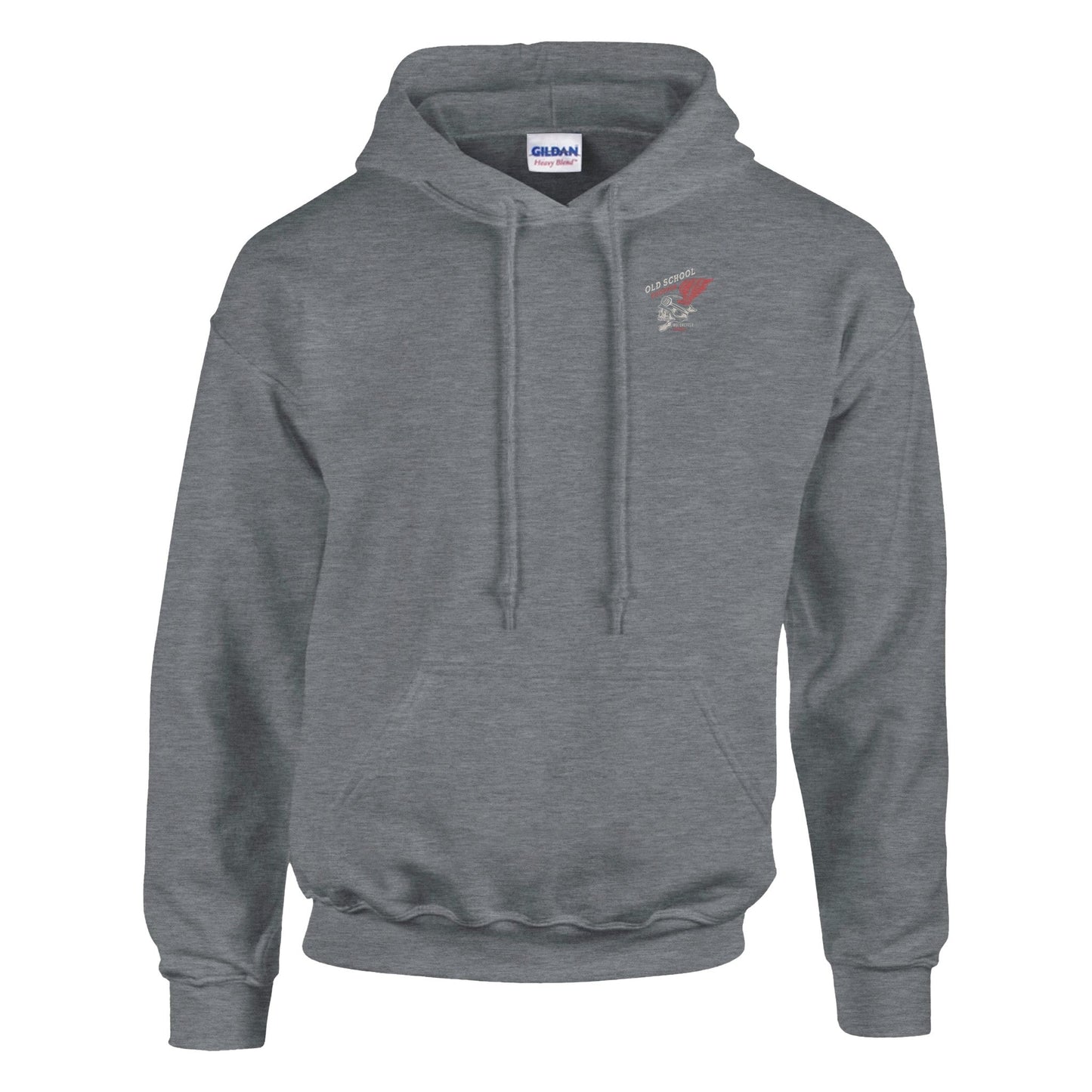 men's grey rocker biker hoodie with heavy blend cotton-polyester fabric and double-lined hood.