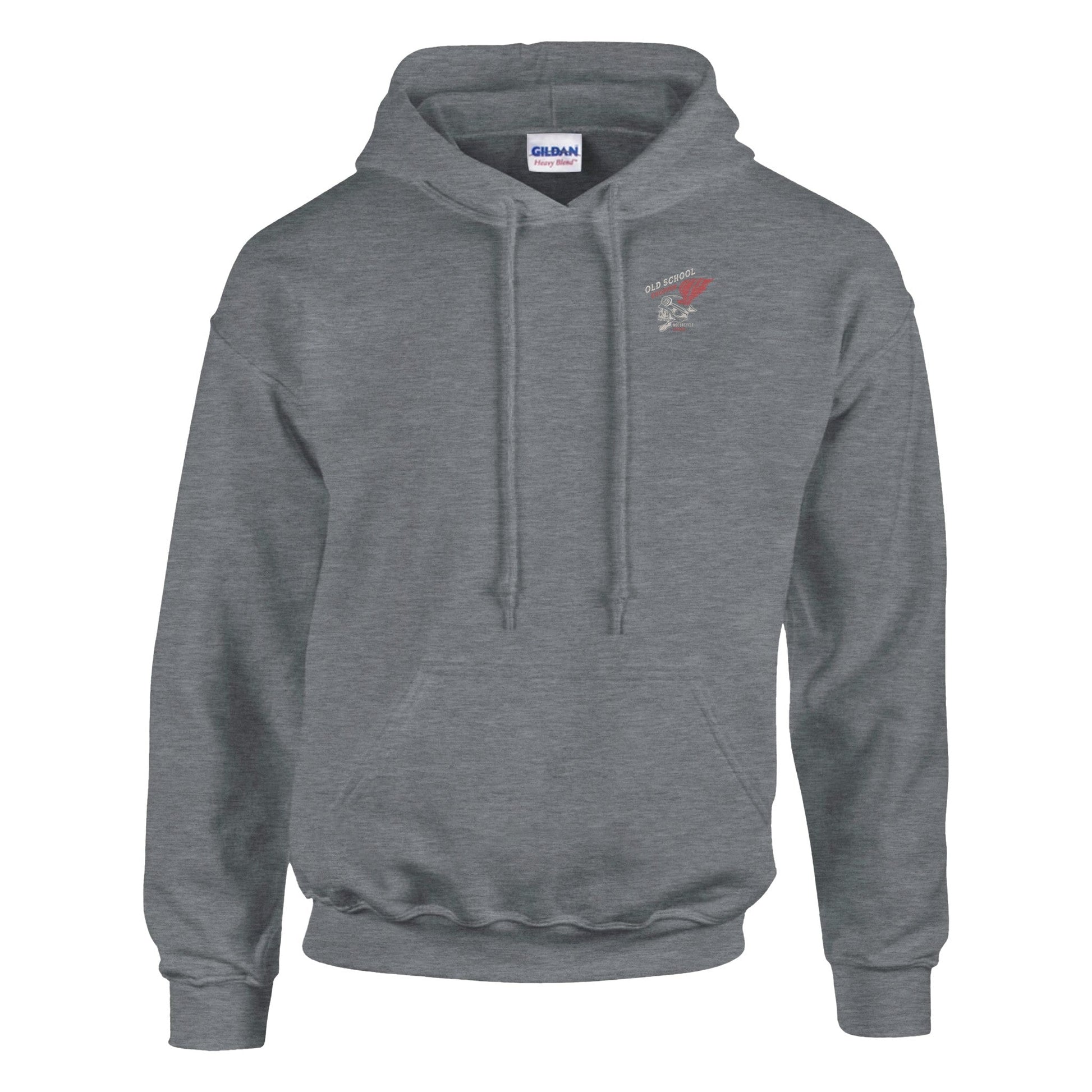 Men's grey Rocker Biker Hoodie with heavy blend cotton-polyester fabric and double-lined hood.