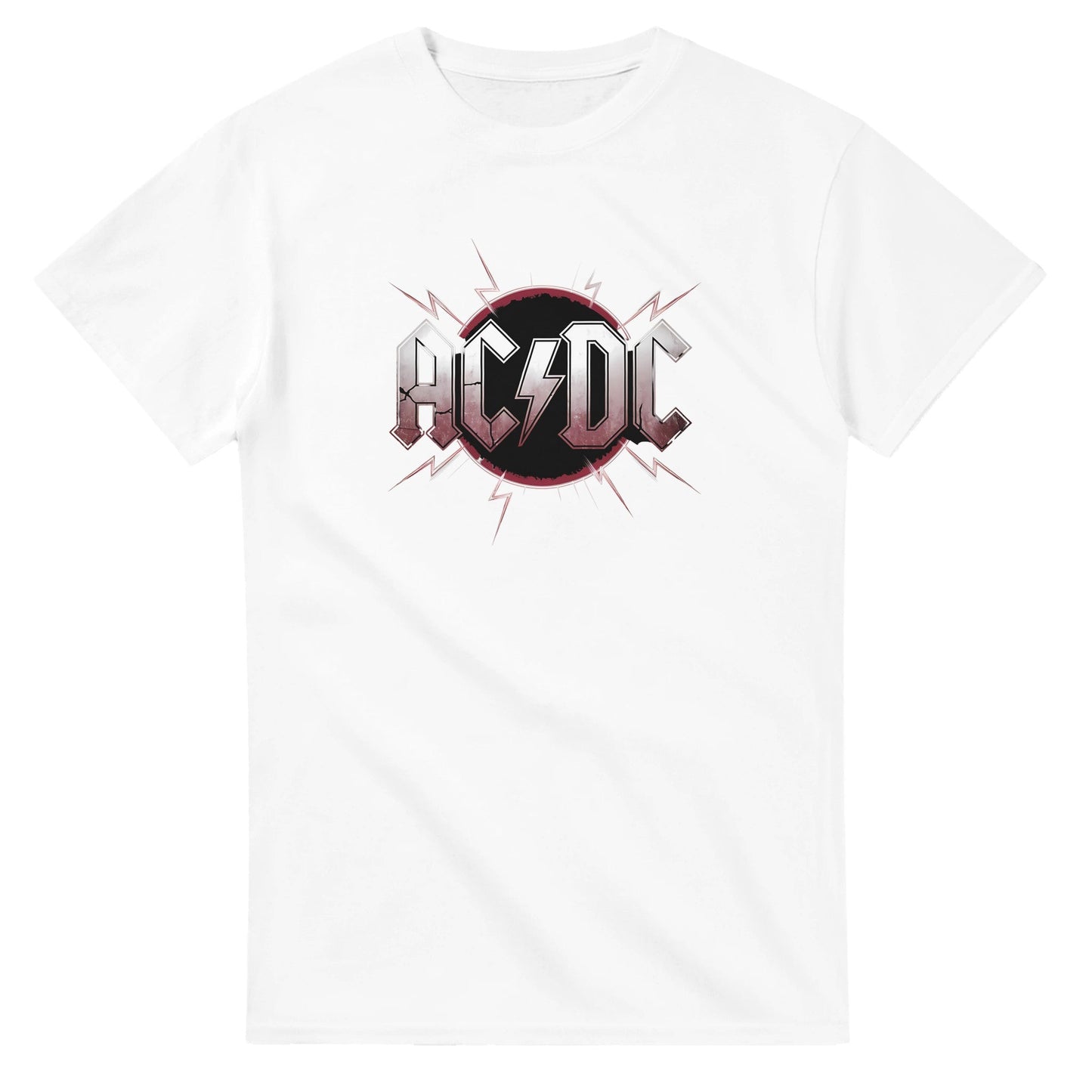 weißes ac dc t-shirt aus schwerer baumwolle mit klassischem schnitt und band-logo für hard rock fans