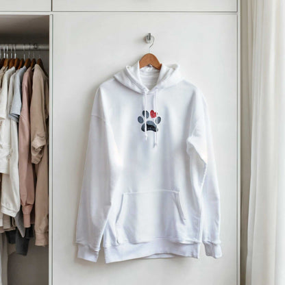 Weißer Hunde Liebhaber Hoodie mit Schäferhund Pfoten Design aus weichem Mischgewebe