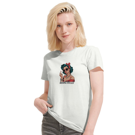 Weißes Recycled T-Shirt mit lustigem Mittelfinger Design und nachhaltiger Baumwolle, unisex, kurzärmelig