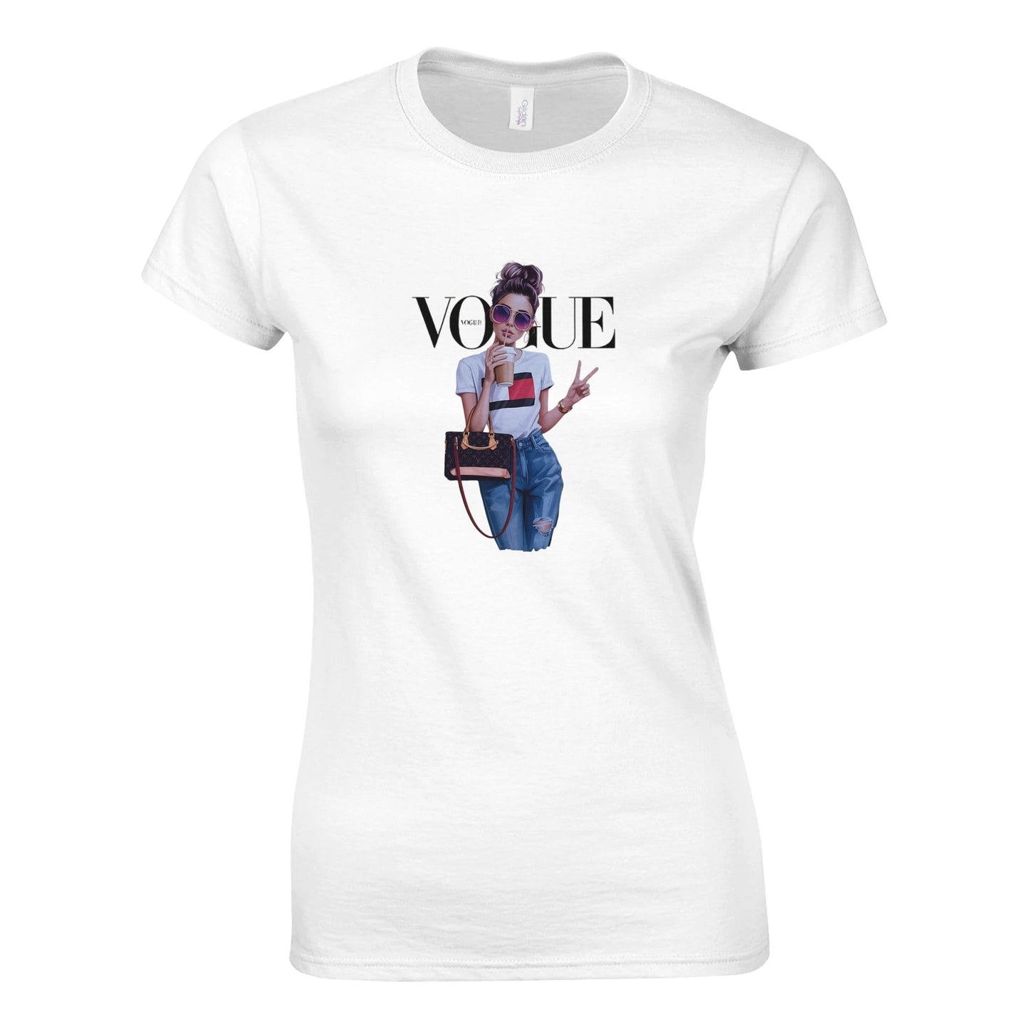 vogue style damen t-shirt aus 100% baumwolle mit stilvollem aufdruck und figurbetonter passform, umweltfreundlich und bequem.
