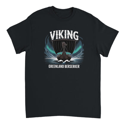 Wikinger T-Shirt für Männer aus langlebiger Baumwolle mit klassischem Schnitt und Viking-Motiv "Greenland Berserker" in Schwarz