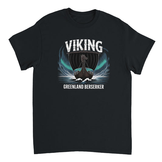 Wikinger T-Shirt für Männer aus langlebiger Baumwolle mit klassischem Schnitt und Viking-Motiv "Greenland Berserker" in Schwarz