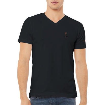 Unisex Premium Stickerei T-Shirt mit Lira Design, V-Ausschnitt aus weicher Baumwolle, klassischer Schnitt.